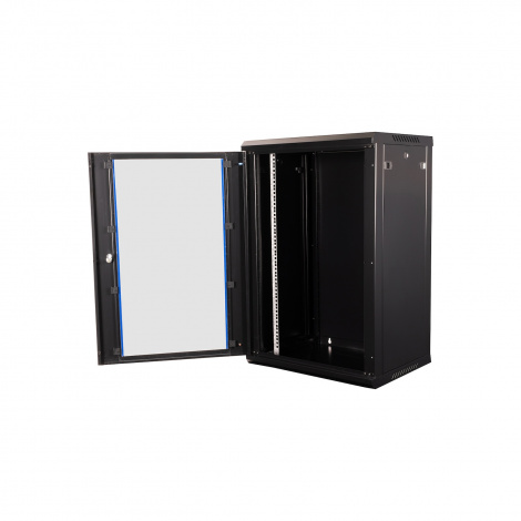 Шкаф 19" телекоммуникационный настенный,  18U 901x600х450 мм, дверь стекло, черный